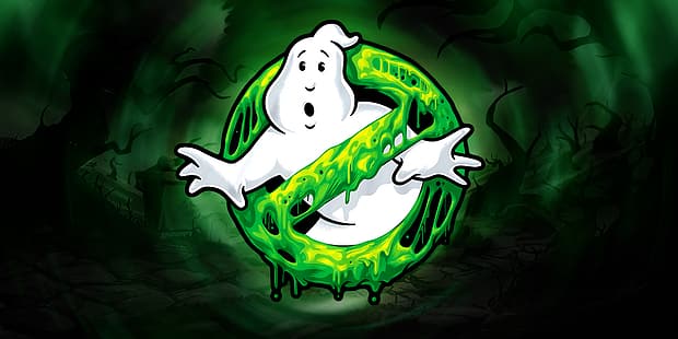 Ghostbusters, logo, fantasmagorique, fantôme, arrière-plan simple, Fond d'écran HD HD wallpaper