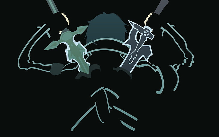 Tapeta mężczyzna trzymający dwa miecze, Sword Art Online, Kirigaya Kazuto, anime, Tapety HD
