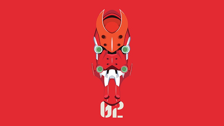 red and white character face wallpaper, Neon Genesis Evangelion, mech, EVA Unit 02, HD wallpaper