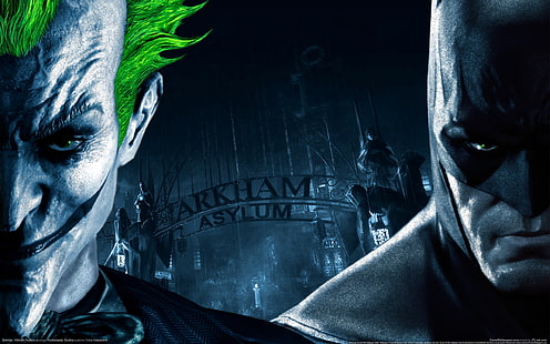 خلفية باتمان وجوكر ، جوكر ، باتمان ، باتمان: Arkham Asylum ، ألعاب فيديو ، Rocksteady Studios، خلفية HD HD wallpaper