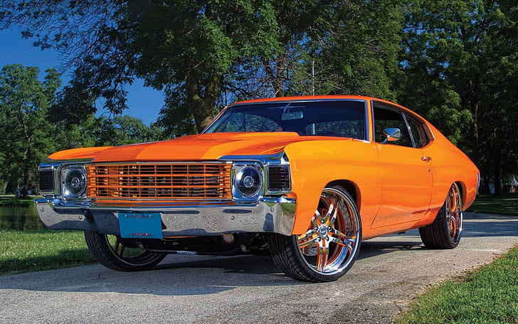 Orange Chevrolet Chevelle, chevelle, chevy chevelle, orange, HD wallpaper