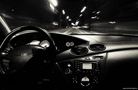 black vehicle steering wheel, car, car interior, HD wallpaper HD wallpaper