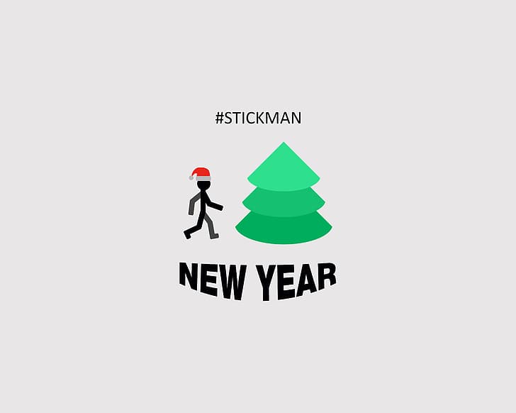 winter, joy, happiness, holiday, the game, new year, minimalism, happy, saver, fun, herringbone, smartphone, snow, on the desktop, widescreen s, on the phone, 2019, Stickman, game, HD wallpaper