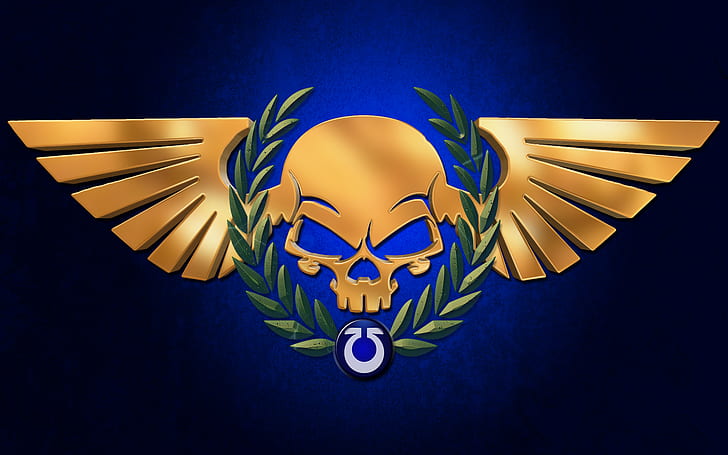 Warhammer 40K Space Marines HD, logo z brązową czaszką, gry wideo, kosmos, warhammer, marines, 40k, Tapety HD