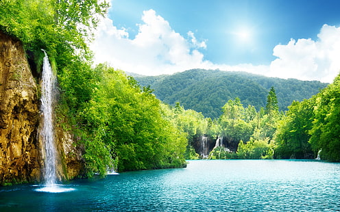 Wspaniała panoramiczna tapeta z krajobrazem jeziora, Tapety HD HD wallpaper