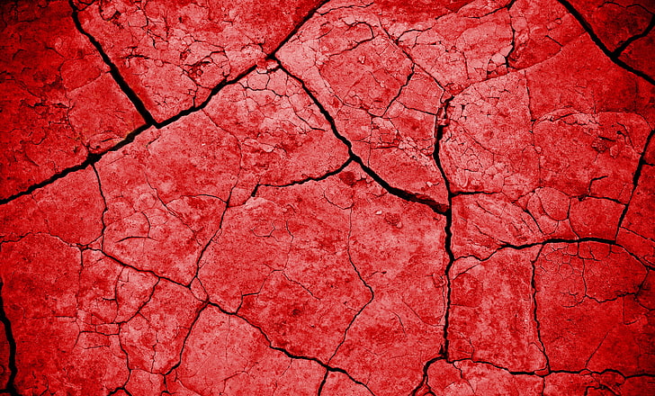 rote gebrochene Bodentapete, gebrochen, Erde, Beschaffenheit, rot, HD-Hintergrundbild