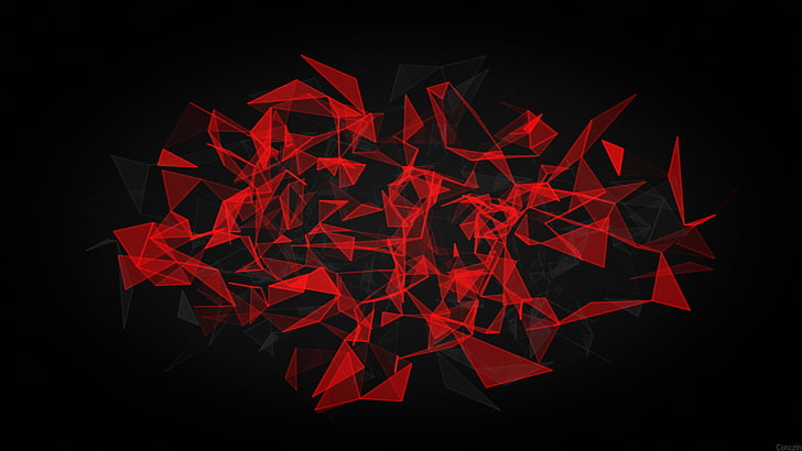 Abstract, Red, Black, Polygon, HD wallpaper