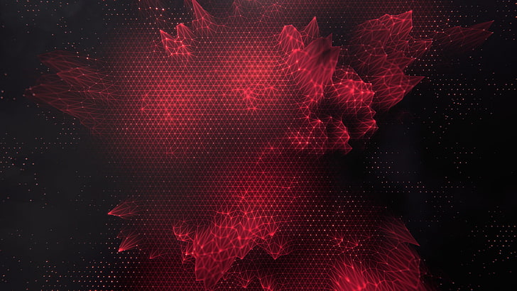 ภาพวาดนามธรรมนามธรรมโพลีต่ำสามเหลี่ยมศิลปะดิจิตอลสีแดงตาราง, วอลล์เปเปอร์ HD