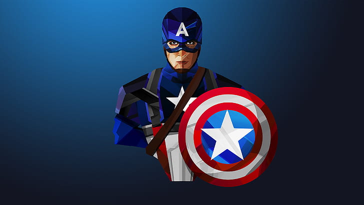 Captain America Low-poly Art, Amérique, Captain, art, Low-poly, Fond d'écran HD
