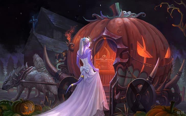 WoW, World of Warcraft, Draenei, The Hallows end, Yrel, Drenaka, Hollows End, HD wallpaper