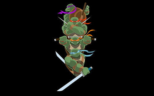 Arte vettoriale TMNT, tartarughe ninja mutanti adolescenti, tartarughe, minimalismo, Sfondo HD HD wallpaper