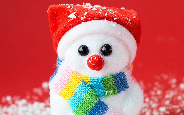Christmas, New Year, snowmen, scarf, doll, HD wallpaper
