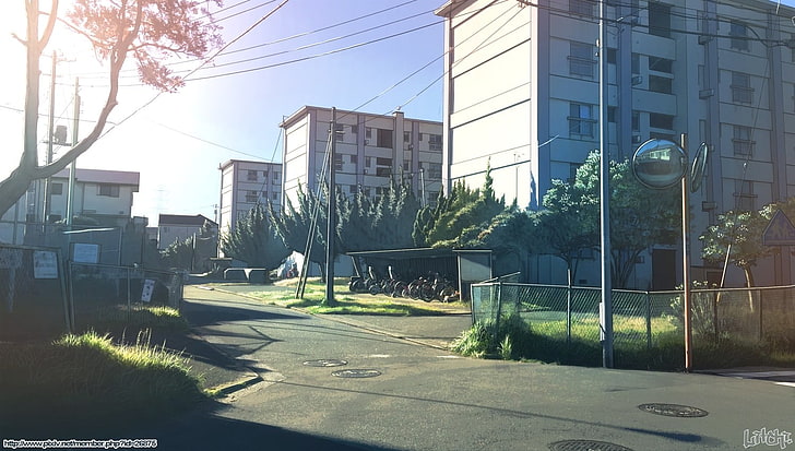 weißes und braunes konkretes Gebäude, Anime, Stadt, HD-Hintergrundbild