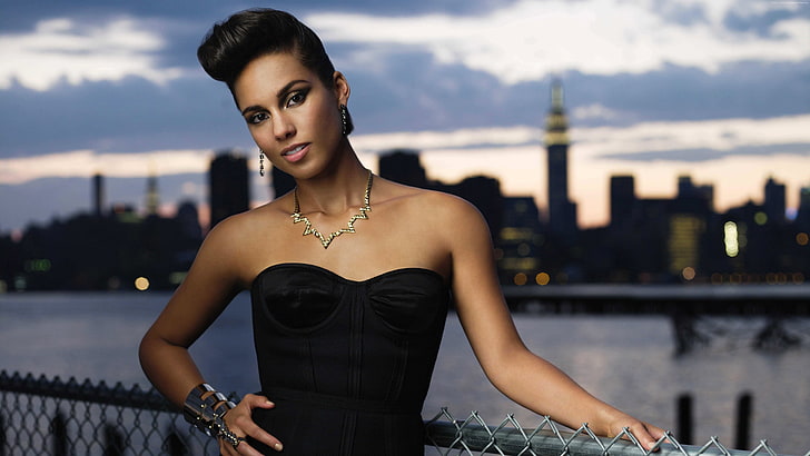 Alicia Keys, car, songwriter, record producer, singer, taxi, Most Popular Celebs, actress, HD wallpaper