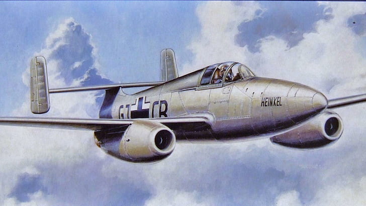 Heinkel He 280, рисунка, heinkel, wwii, luftwaffe, he280, немски, живопис, самолетни самолети, HD тапет