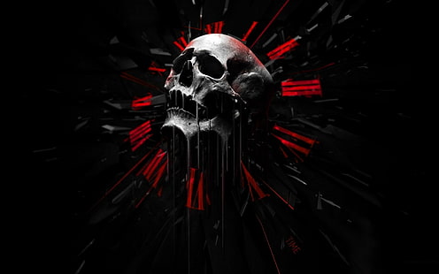 abstrakcyjne, czarne, ciemne, czerwone, czaszki, Tapety HD HD wallpaper
