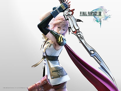 Fondo de pantalla digital de personajes de Final Fantasy, Final Fantasy XIII, Claire Farron, videojuegos, espada, Fondo de pantalla HD HD wallpaper