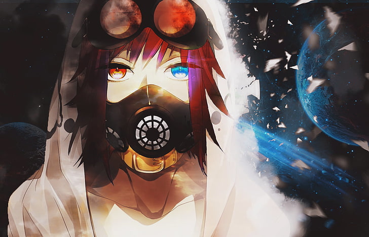 personaje de anime con ilustración de máscara, anime, Vocaloid, Megpoid Gumi, máscaras de gas, gafas, Fondo de pantalla HD