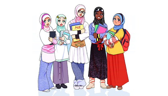 Anime, Original, Livro, Menina, Hijab, HD papel de parede HD wallpaper