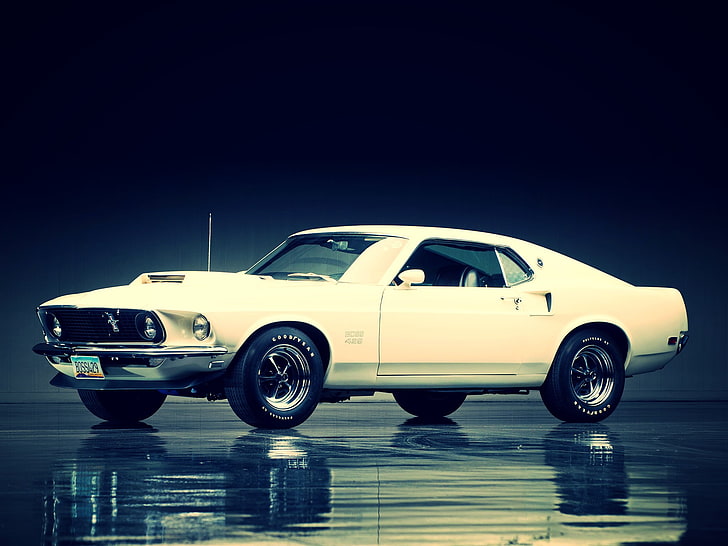 white coupe, Ford Mustang, white, car, HD wallpaper