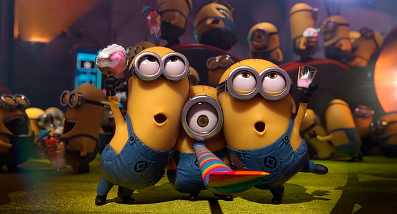 Minions Party, party, minions, movies, HD wallpaper HD wallpaper