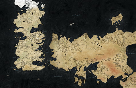 black and brown map illustration, Game of Thrones, map, HD wallpaper HD wallpaper