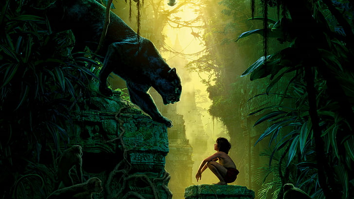 The Jungle Book film poster, The Jungle Book, Mowgli, Bagheera, adventure, fantasy, Best movie of 2016, HD wallpaper