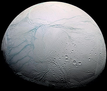 planet, satelit, Enceladus, Wallpaper HD HD wallpaper