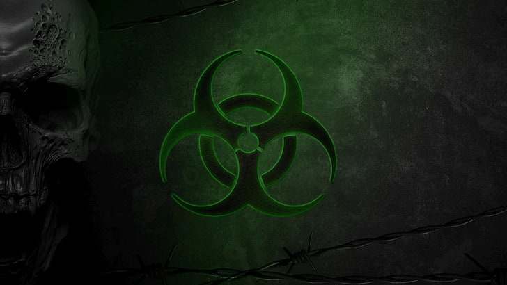 Skull, Green, Virus, Sake, Biohazard, Danger, HD wallpaper