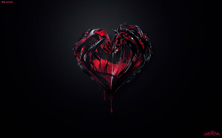 HeartCore ภาพประกอบหัวใจสีแดงและสีดำ Heartcore, วอลล์เปเปอร์ HD