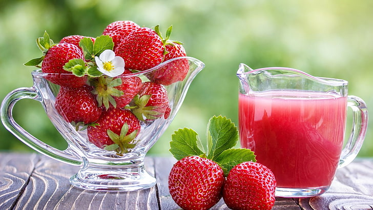 Fruits, Strawberry, Berry, Fruit, Juice, Summer, HD wallpaper