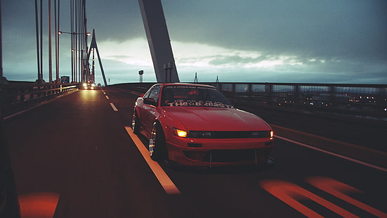 noc, most, ruch, Nissan, silvia, Sylvia, ruch, Tapety HD HD wallpaper