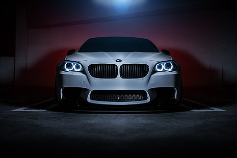 сив автомобил BMW, BMW, Car, Front, F10, 550i, Ligth, HD тапет HD wallpaper