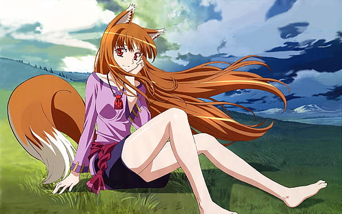 anime, animeflickor, Spice and Wolf, Holo, HD tapet HD wallpaper