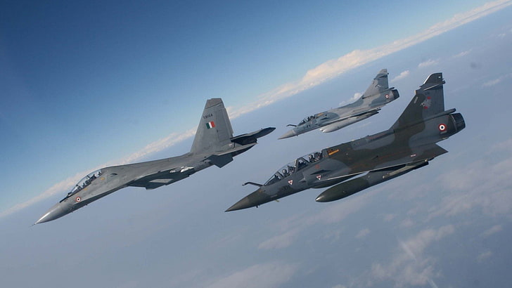 Chasseurs à réaction, Chasseurs à réaction, Dassault Mirage 2000, Sukhoi Su-30MKI, Fond d'écran HD