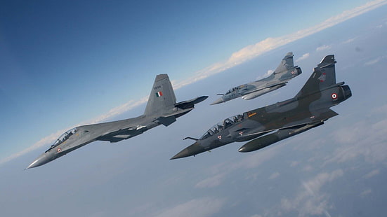 Chasseurs à réaction, Chasseurs à réaction, Dassault Mirage 2000, Sukhoi Su-30MKI, Fond d'écran HD HD wallpaper
