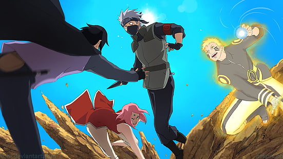 Tapeta Naruto Shippuden Team 7, Anime, Naruto, Kakashi Hatake, Naruto Uzumaki, Sakura Haruno, Sasuke Uchiha, Tapety HD HD wallpaper