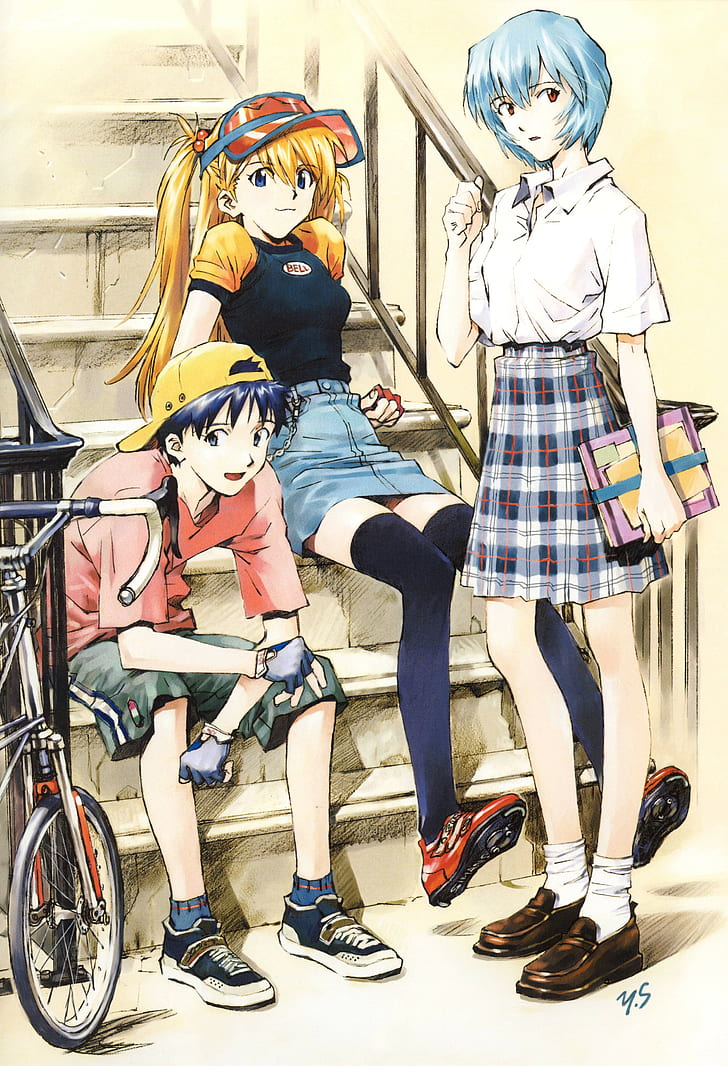 anime, Neon Genesis Evangelion, Asuka Langley Soryu, Ayanami Rei, calze autoreggenti, Sfondo HD, sfondo telefono