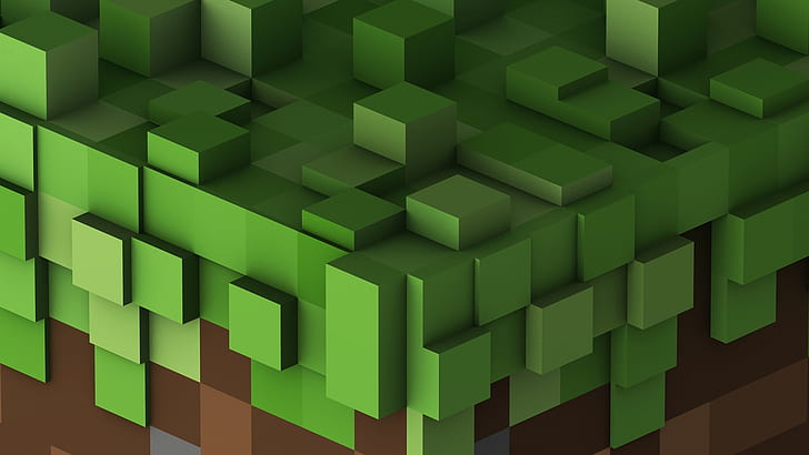 Brown, closeup, Green, Minecraft, video games, HD wallpaper