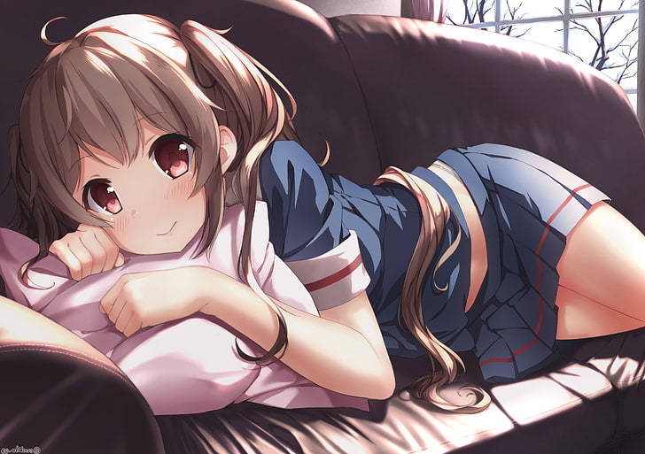 Anime Girls, Couch, Collection Kantai, Murasame (KanColle), Fond d'écran HD