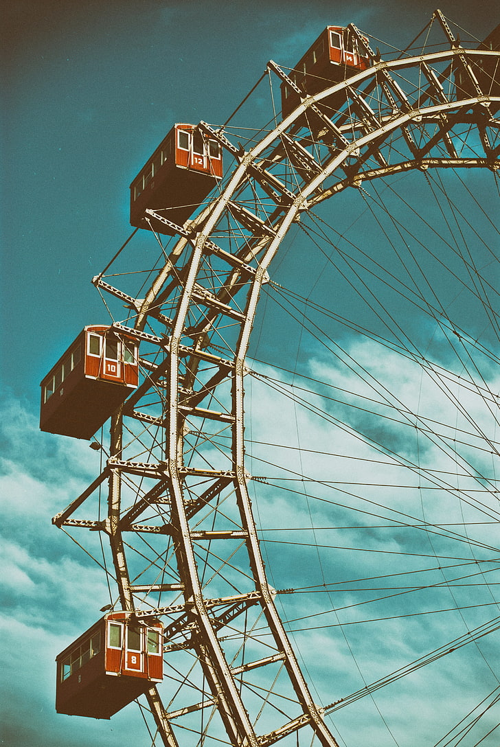 brown and gray Ferris wheel, ferris wheel, attraction, sky, HD wallpaper