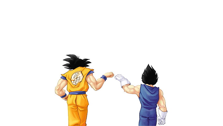 Ilustrasi Son Goku dan Vegeta, Son Goku, Vegeta, di belakang, Dragon Ball Z, anime, Dragon Ball, Wallpaper HD