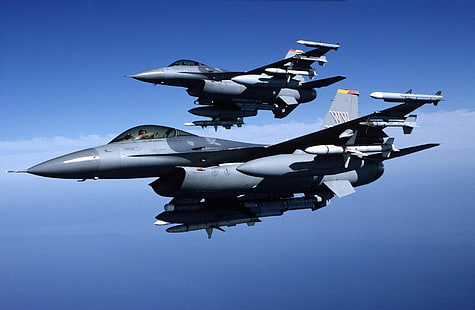 US F16 flygplan, grå flygplan, flygplan / flygplan,, flygplan, flygplan, HD tapet HD wallpaper