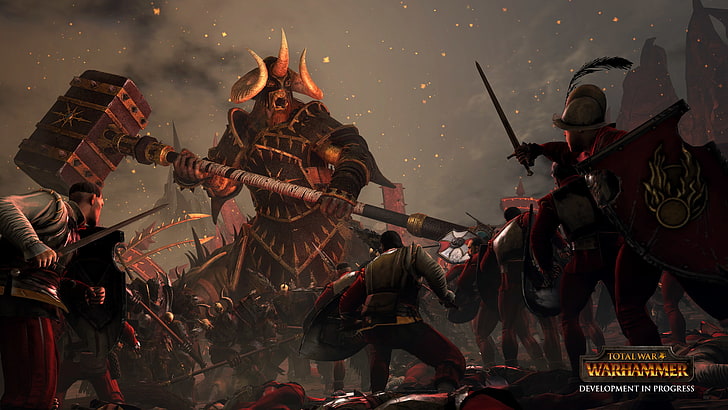 Total War: Warhammer, Chaos Warriors, hammare, HD tapet