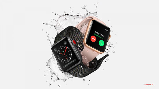 black and silver Smartwatches, Apple Watch Series 3, WWDC 2017, 4k, HD wallpaper HD wallpaper