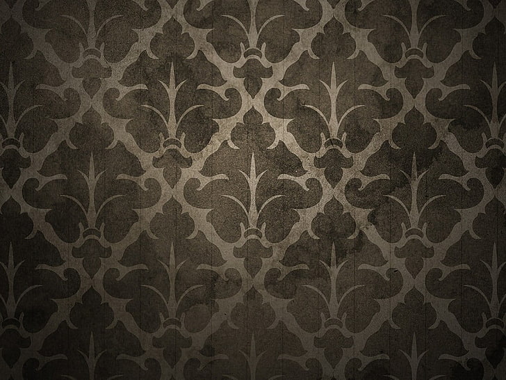 gray and white floral textile, pattern, HD wallpaper