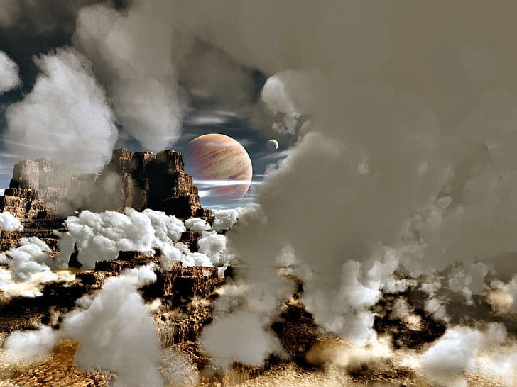 clouds gas giant jupiter through,the clouds Space Planets HD Art , Clouds, Moons, gas giant, rock formations, HD wallpaper