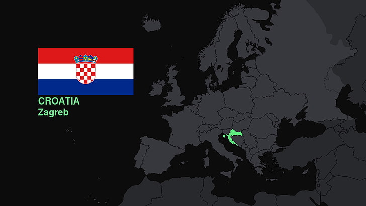 Хорватия, Европа, флаг, карта, HD обои