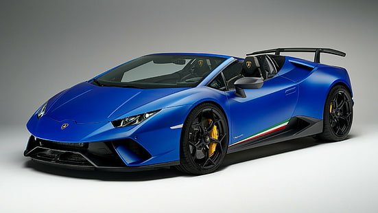 Lamborghini, Lamborghini Huracan Performante, รถสีฟ้า, รถยนต์, Lamborghini Huracan Performante Spyder, รถสปอร์ต, วอลล์เปเปอร์ HD HD wallpaper