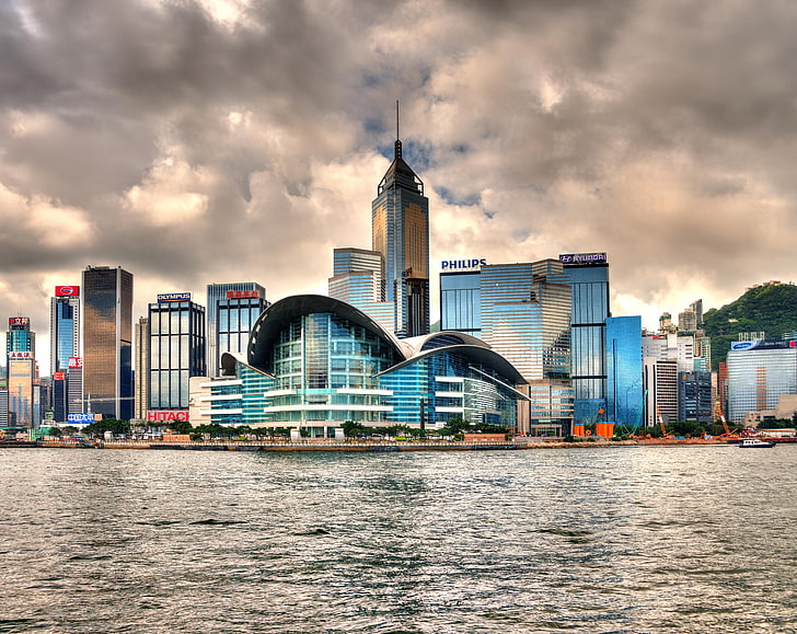 Hong Kong, edifícios modernos, Ásia, China, Cidade, Hong Kong, Hong Kong, Landscpae, HD papel de parede